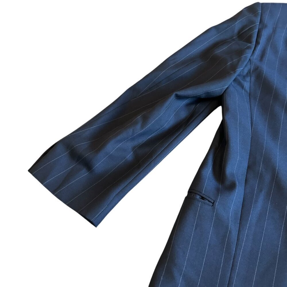 Giorgio Armani Blue Pinstripe Blazer Jacket Button-Down 100% Wool Size 41 Reg - Picture 9 of 12